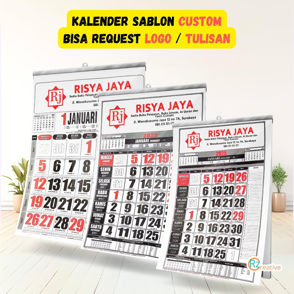 

Kalender Dinding Sablon Tahun 2025 Bisa Request Logo/Tulisan (Minimal Order 50 PCS)