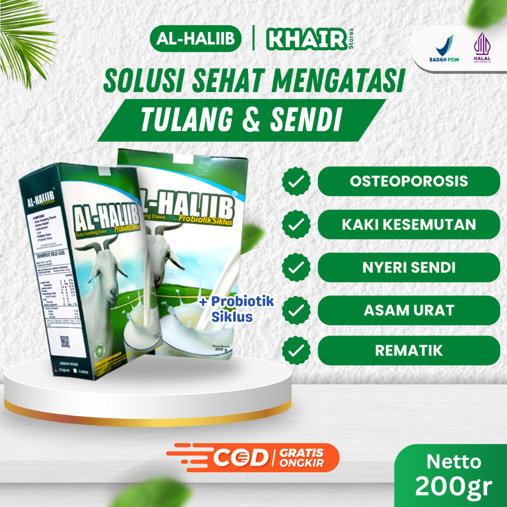 

Susu Etawa Plus Probiotic AL-HALIIB Kemasan 200 gr Original dan Coklat
