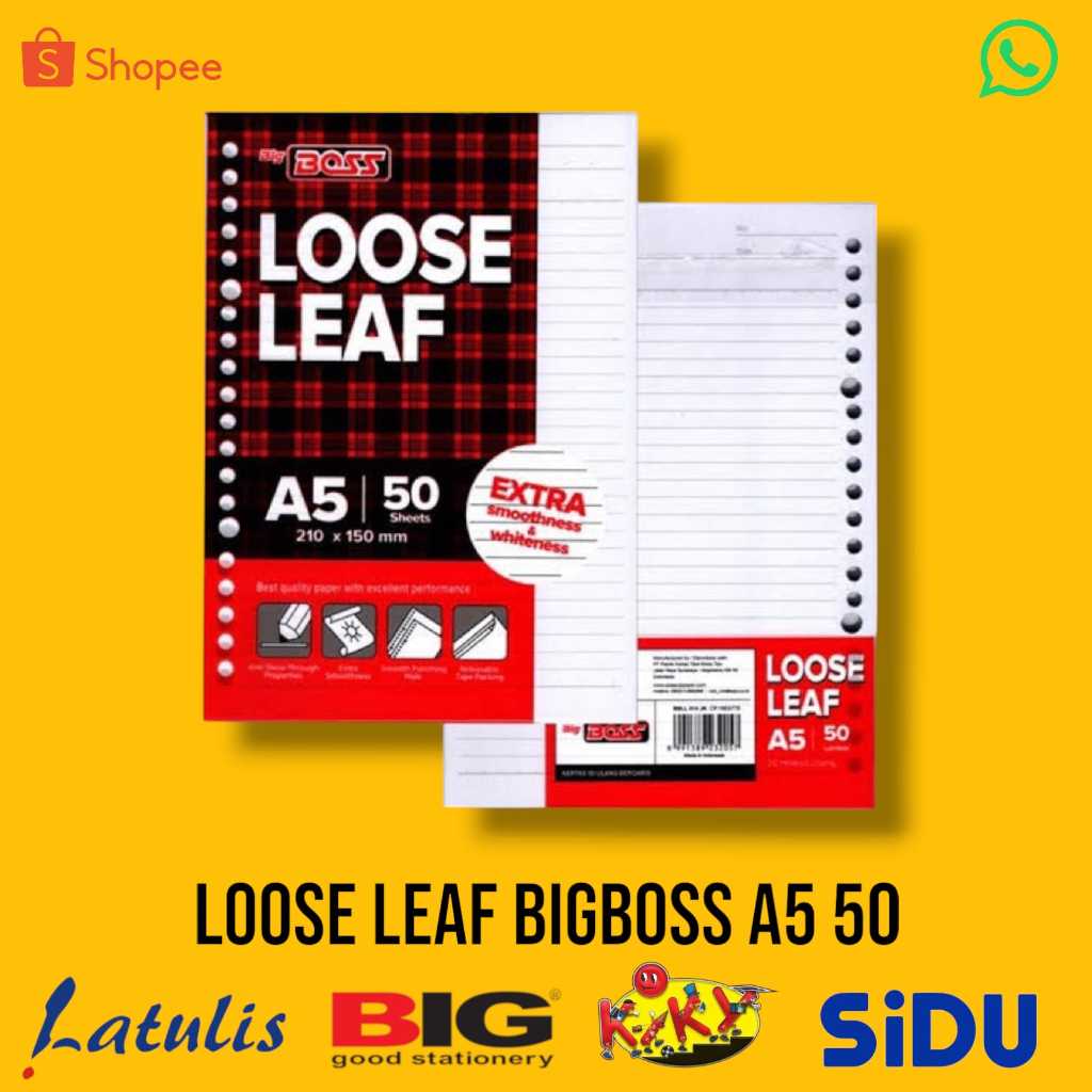 

Kertas Loose Leaf Bigboss A5 50/Isi Binder A5 Bergaris ( Isi 3 pack )