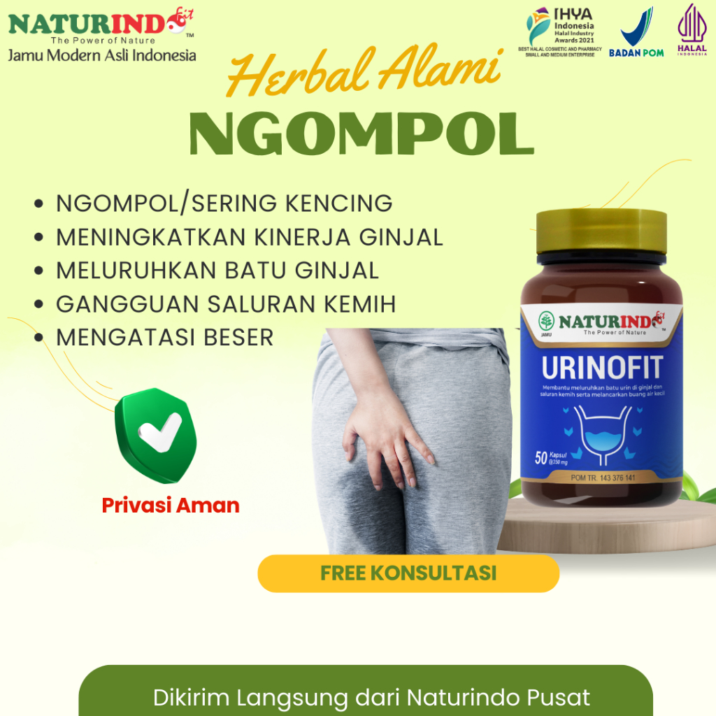 Obat Herbal Ngompol Anti Ompol Beser & Anyang-anyangan Pipis Anak Remaja Dewasa Urinofit Naturindo