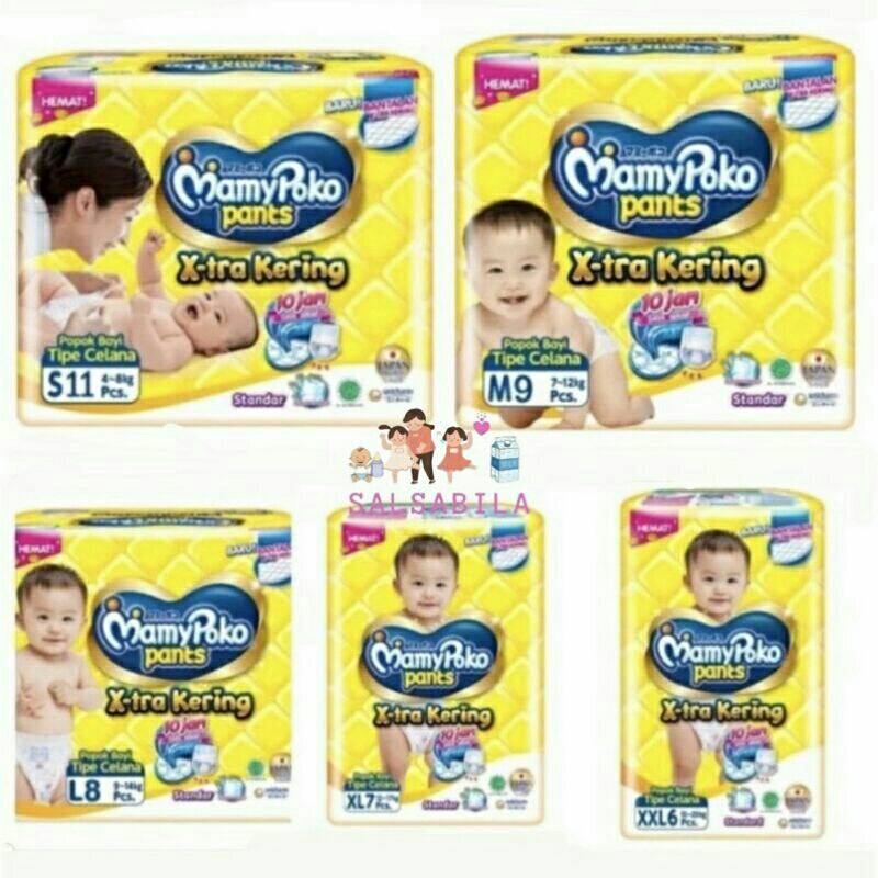 MamyPoko Pants X-tra Kering S11, M9, XXL6 - Popok Celana Bayi