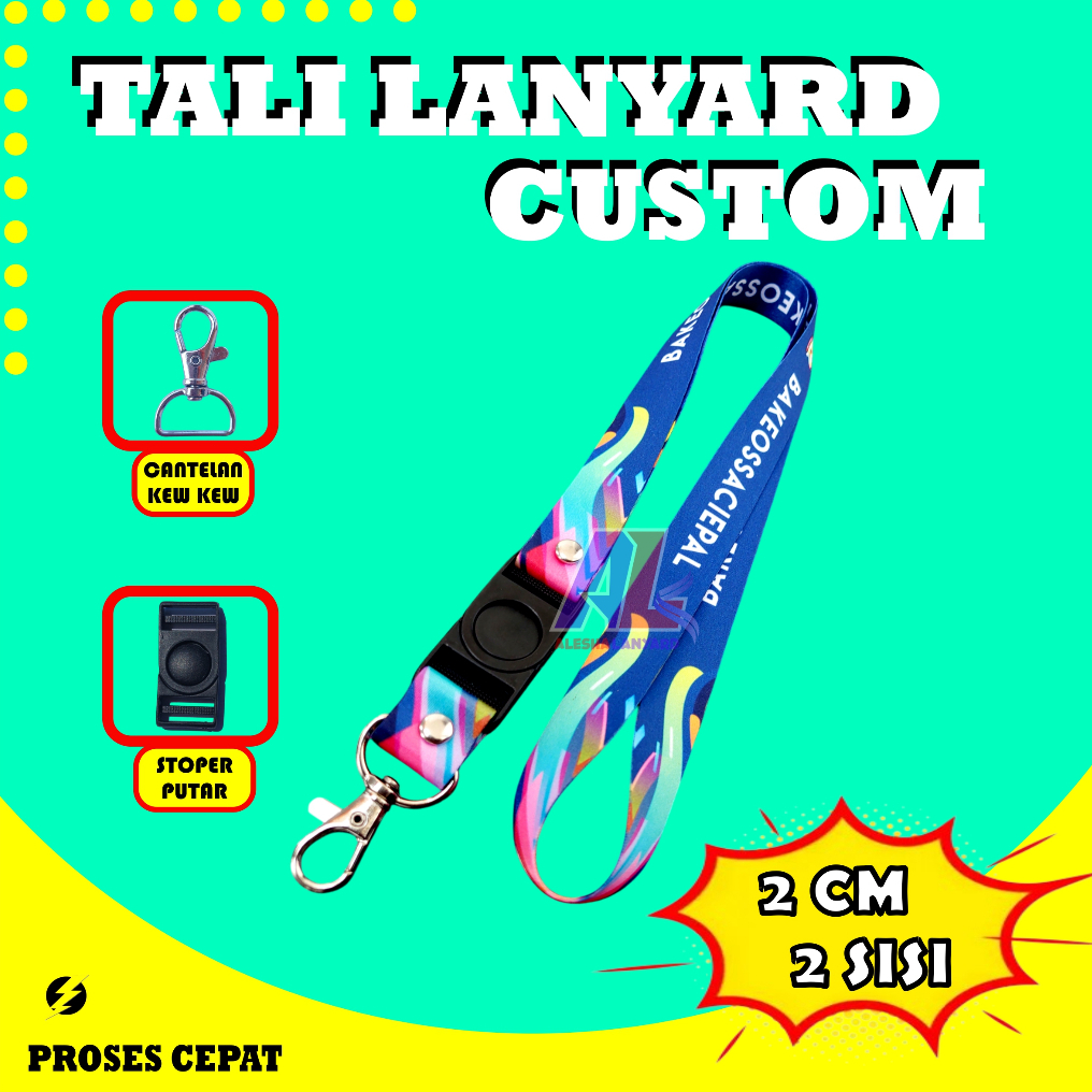 

CETAK TALI LANYARD SATUAN 2CM 2SISI/TALI LANYARD CUSTOM/GANTUNGAN NAME TAG