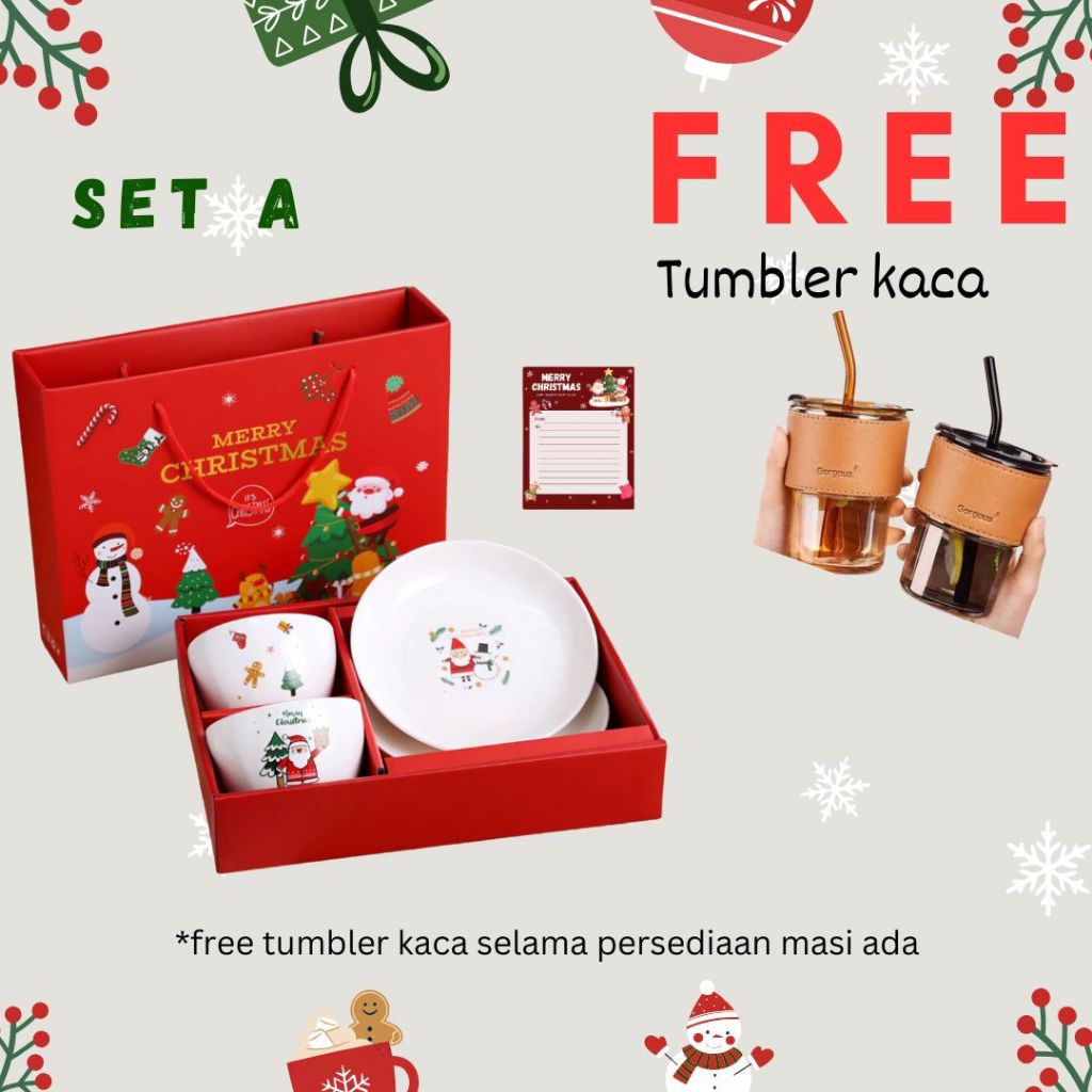 

Hampres Kado Natal set mangkok lucu tema natal