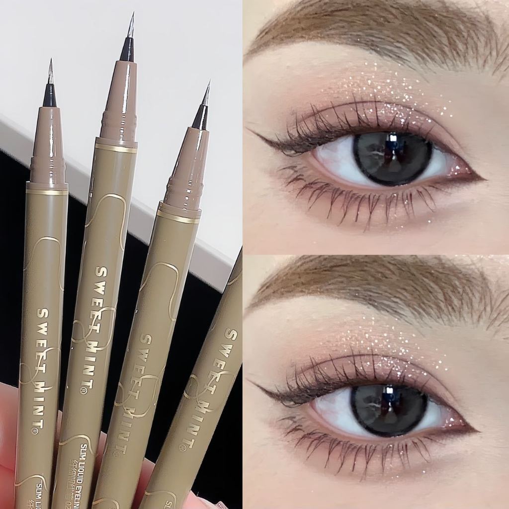 Ready Sweet Mint Slim Liquid Eyeliner Waterproof Tahan Lama Tidak Mudah Luntur Lying Silkworm Pen Ae