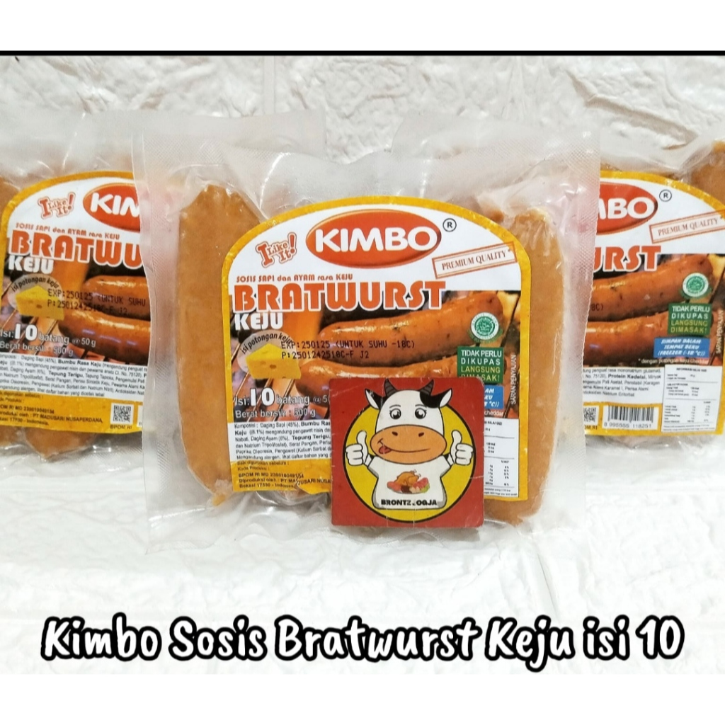 

KIMBO SOSIS BRATWURST MINI KEJU ISI 10-FROZEN FOOD-BRONTZ JOGJA