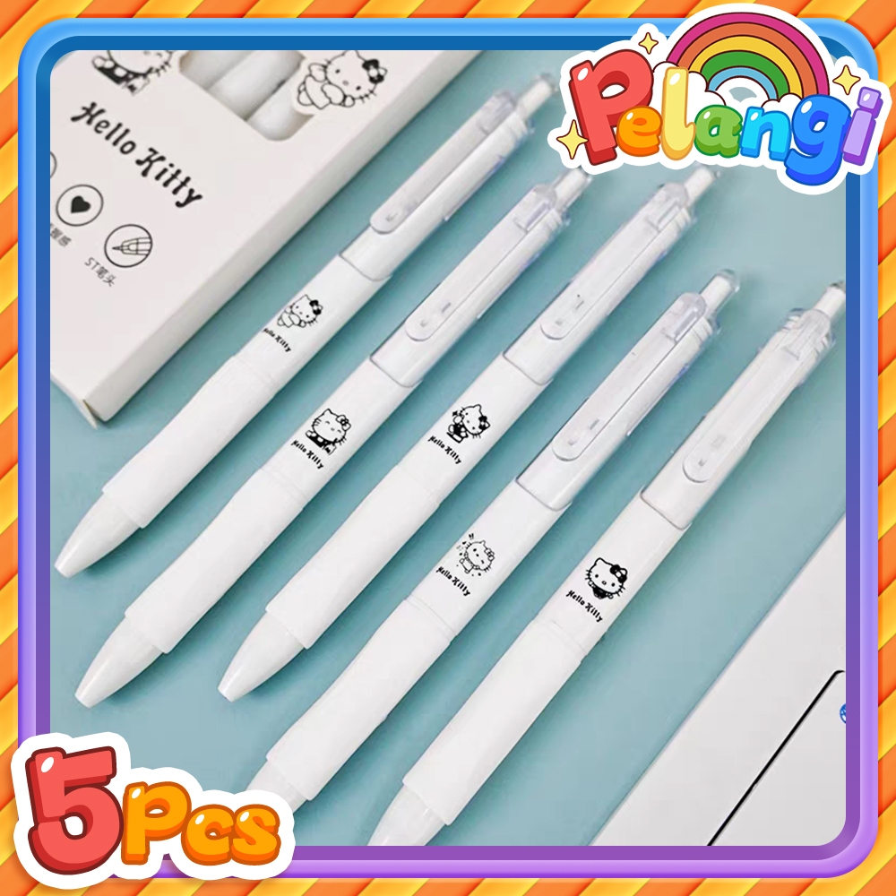 

5Pcs Pena Pola Pena hitam Pena Netral Aksi Dorong 0.5mm Pena Hitam Cepat Kering Kartun pen lucu pulpen gel pen pulpen mekanik pulpen tinta hitam alat tulis stationery aesthetic