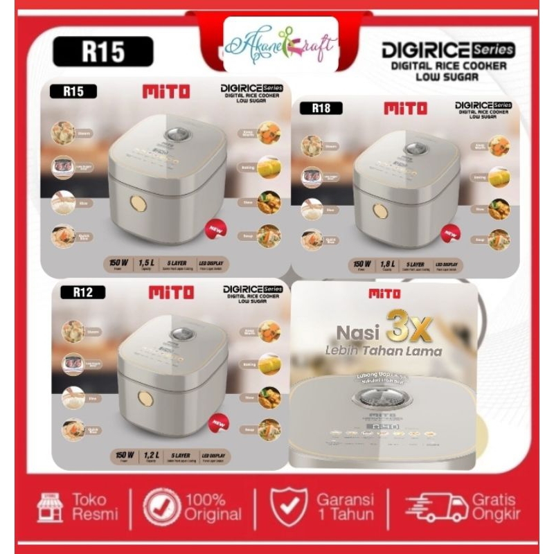 MITO Digital Rice Cooker 1.2 Liter R12 | MITO Digital Rice Cooker 1.8 Liter R18 | MITO Digital Rice 