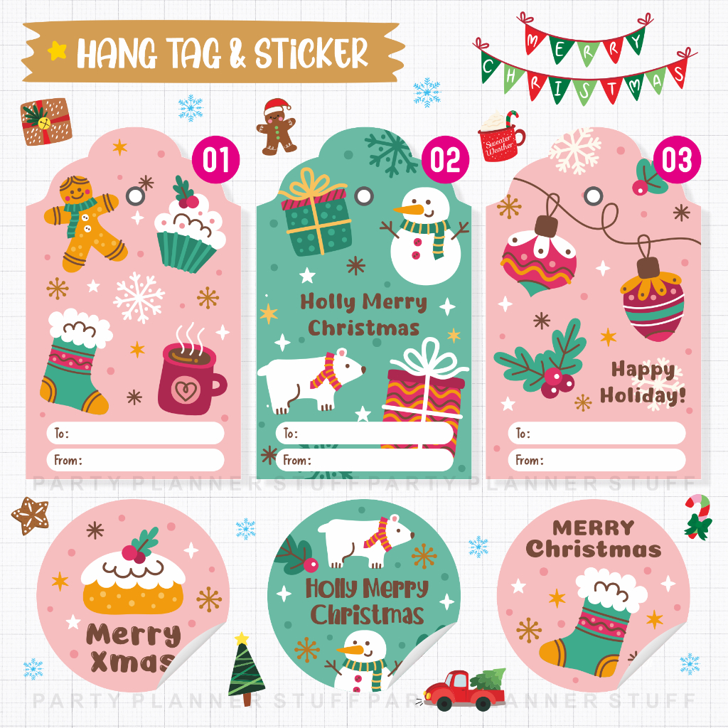 Hangtag natal tag label hampers natal label hangtag souvenir natal dan tahun baru stiker ucapan merr