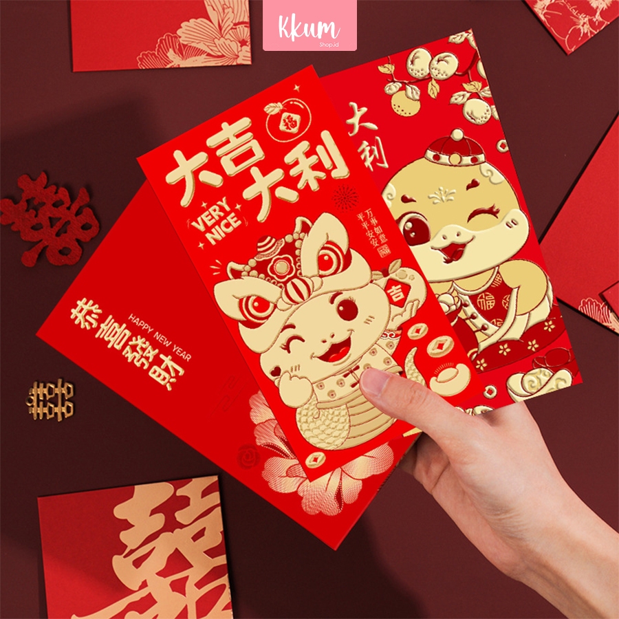 

6PCS 1Set Angpao imlek Naga 2025 Ular/ Red Packet Premium/ Hongbao Cute