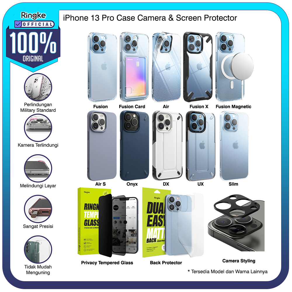 Casing iPhone 13 Pro Softcase Camera Tempered Glass Screen Protector Fusion X Onyx Air Mag Safe Slim