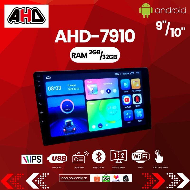 HEAD UNIT DOUBLE DIN ANDROID AHD 9" INCH / 10" INCH RAM 2+64GB UNIVERSAL