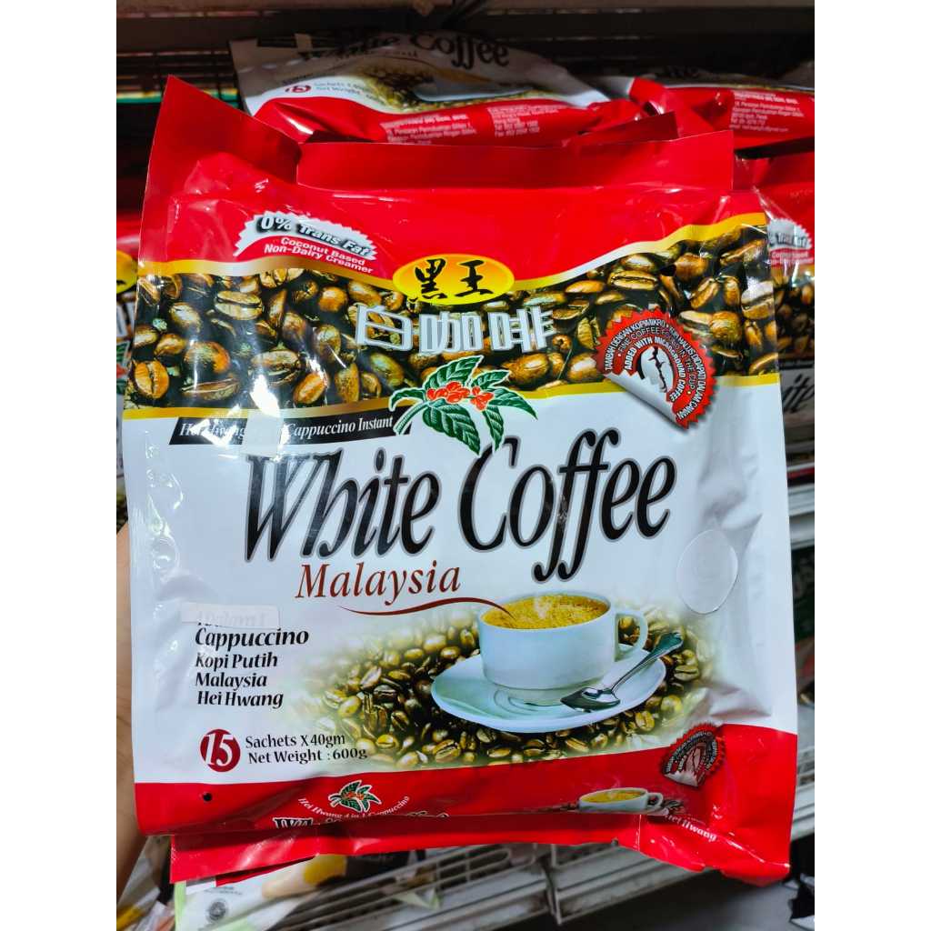 

Hei Hwang White coffee malaysia cappucino 4in1 600gr /15 sachets merah