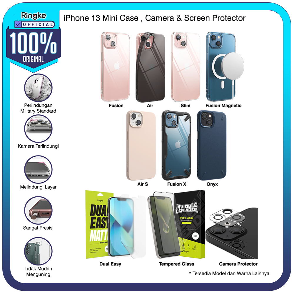 Casing iPhone 13 mini Softcase Camera Tempered Glass Protector Fusion X Onyx Air Mag Safe Slim