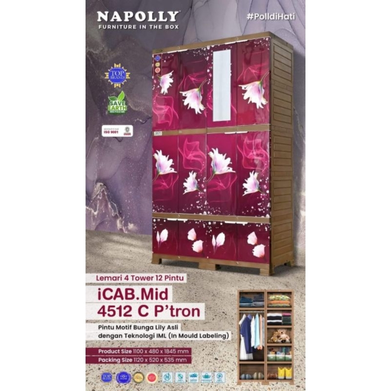 LEMARI PLASTIK NAPOLLY 4 PINTU JUMBO