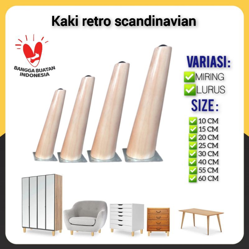 kaki sofa kayu / kaki meja kayu /  10 ~ 60 CM | miring / lurus