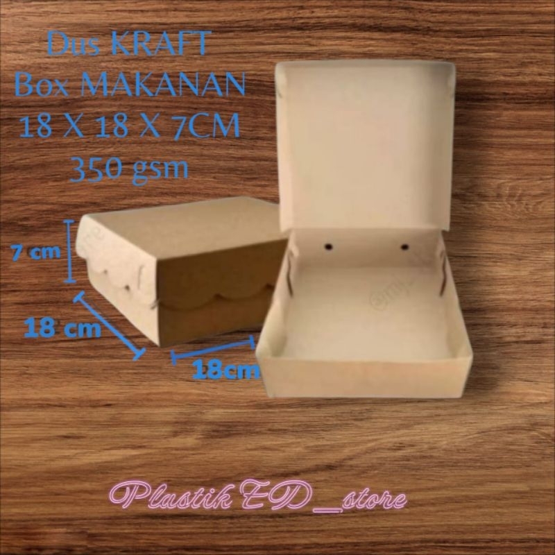 

DUS KRAFT R8 350gsm + MIKA 18X18X7CM, KOTAK KUE/KOTAK NASI murah