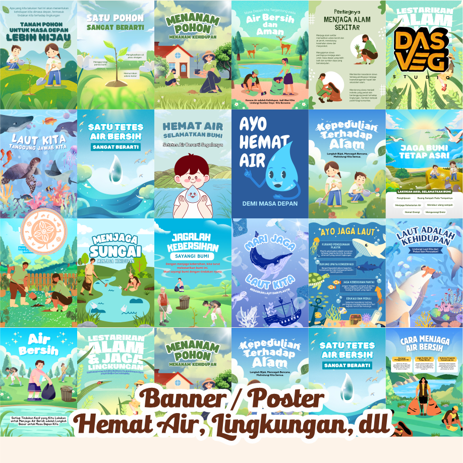 

Banner / Poster Hemat Air, Lingkungan, dll