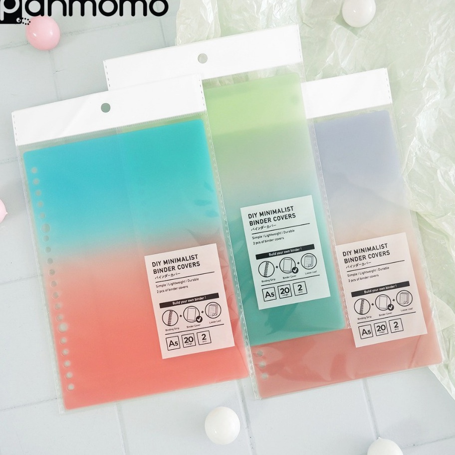 

Langka Panmomo DIY Mmalist Binder Covers 2pc Gradient A5 Sampul Binder Cover Binder Dua Warna