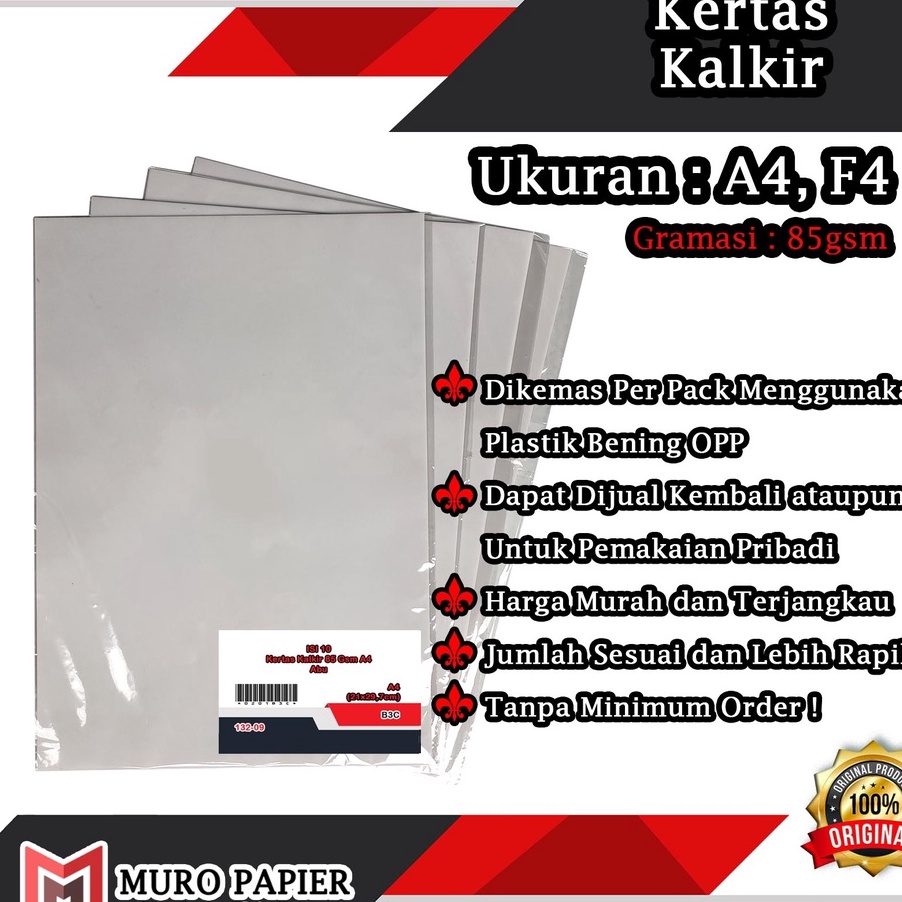 

Promo PER PAK ISI 1 Kes Kalkir 85 gsm F4 A4 by Muro Papier