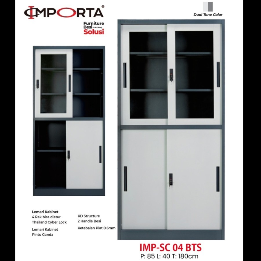 Lemari Arsip IMPORTA Filling Cabinet Kantor Rumah Swing Sliding Door metal besi Steel Kabinet pintu 