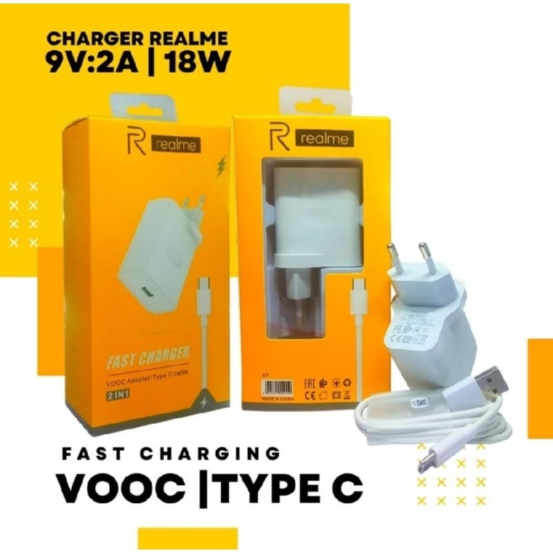 Charger Original 100% Realme 18 Watt 2A Type-C VOOC Fast Charging