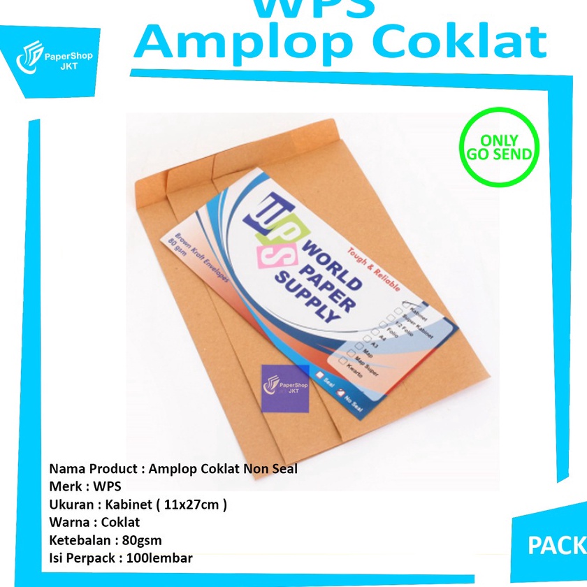 

Extra WPS Amplop Coklat Kabinet 11 x 24 cm 8gsm Pack