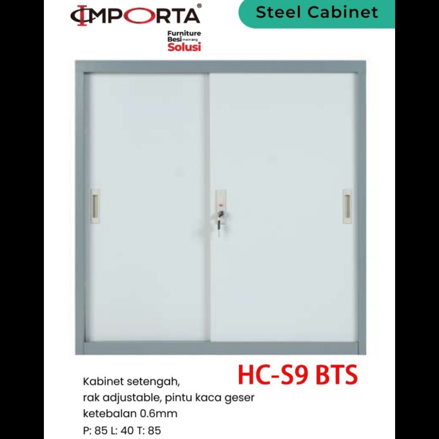 Lemari Arsip IMPORTA Filling Cabinet Setengah Kantor Rumah Swing Sliding Door metal besi Steel Kabin