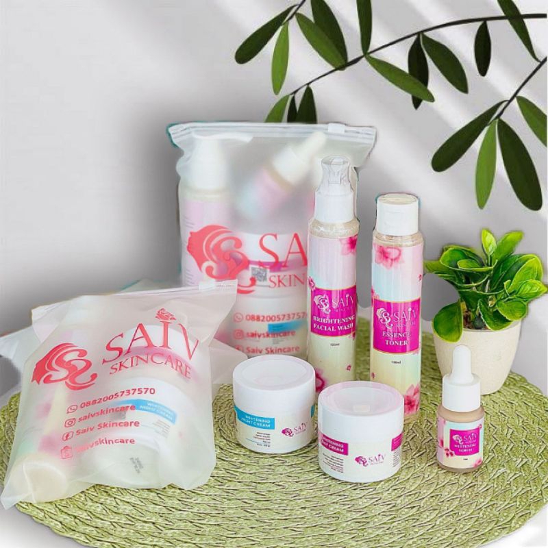 Saiv skincare whitening series Skincare pencerah facial wash. Day cream, night cream, serum