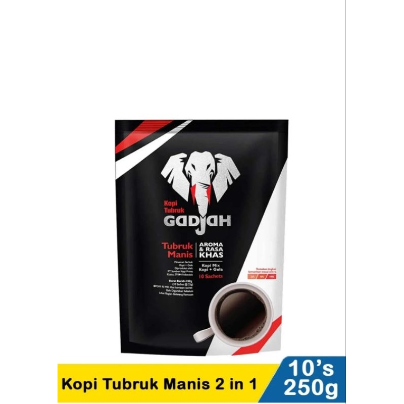 

GAJAH Kopi tubruk + gula (10 sachet )