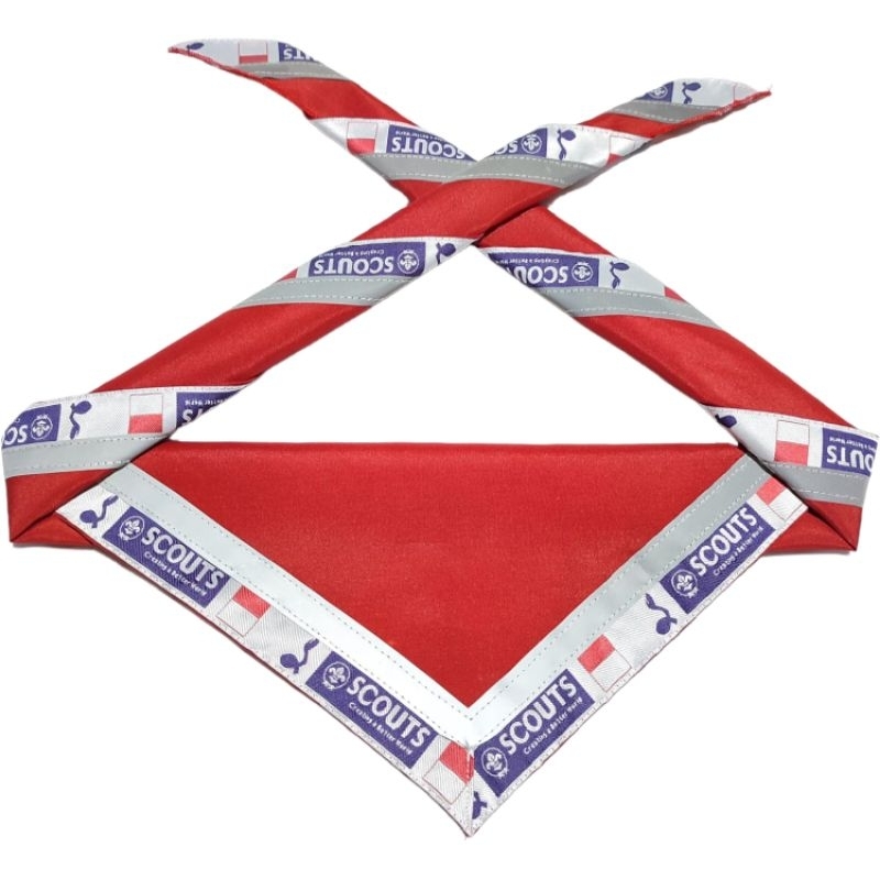 Scraf pramuka scout merah bahan katun jumping menyala dalam gelap