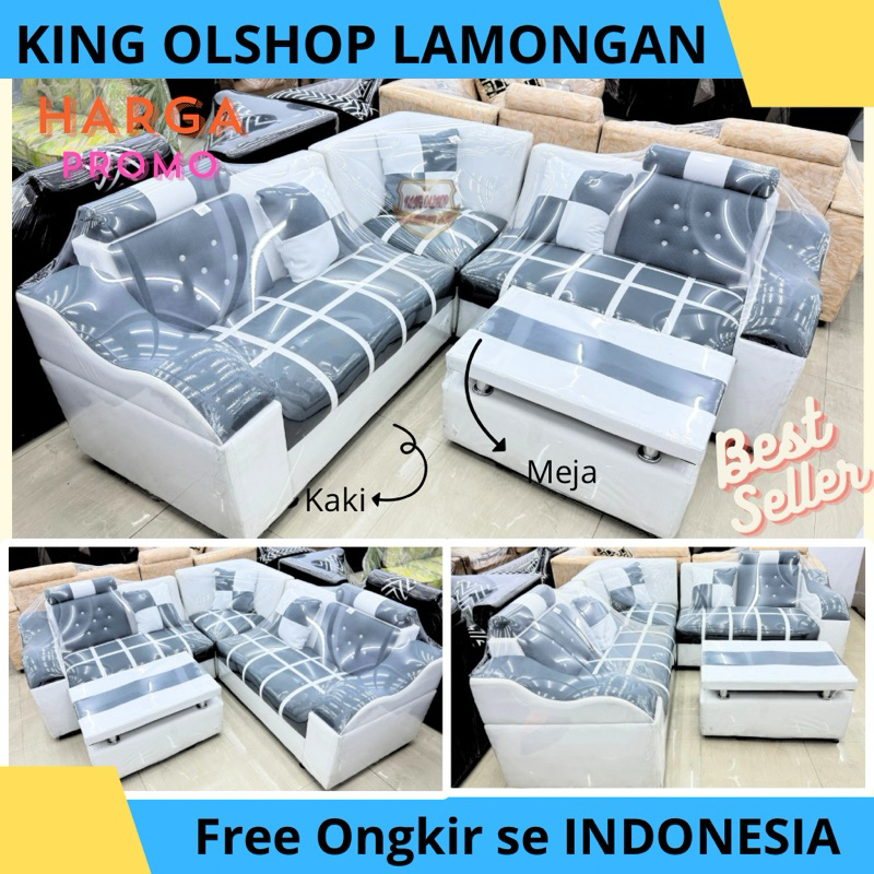 Satu Set Sofa Tamu Sudut Minimalis Mobil (MP) [LAMONGAN]