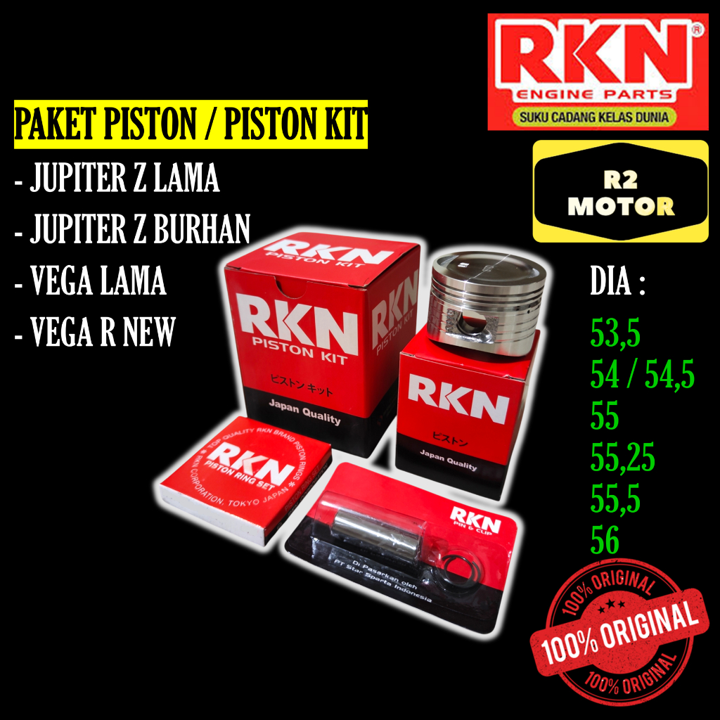 RKN PAKET PISTON SET KIT XB JUPITER Z BURHAN VEGA R NEW KARBU DOME BORE UP DIAMETER 53.5 54 54.5 55