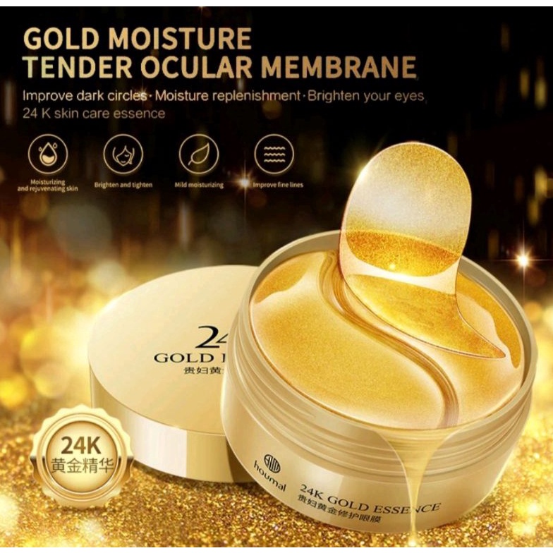 Terkini Grosir eye mask masker mata panda 6 lembar Houmai 24K gold eye mask