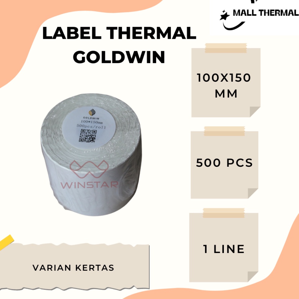 

KODE Q73I STICKER KERTAS THERMAL LABEL BAHAN KERTAS GOLDWIN 1X15 MM A6 5 LEMBAR