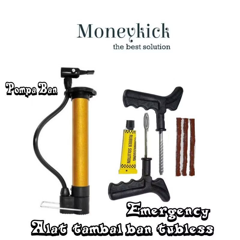 Paket Tambal Ban Tubless + Pompa Emergency Alat Tambal Ban Set