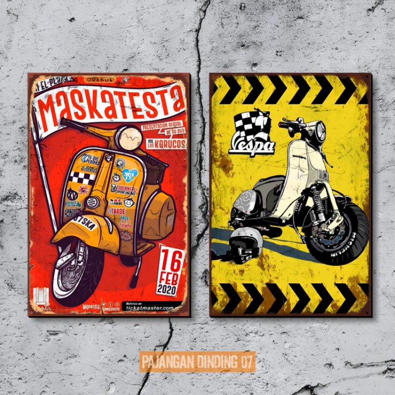 Hiasan kamar cowok Poster dinding vespa vintage retro Dekorasi - Pajangan