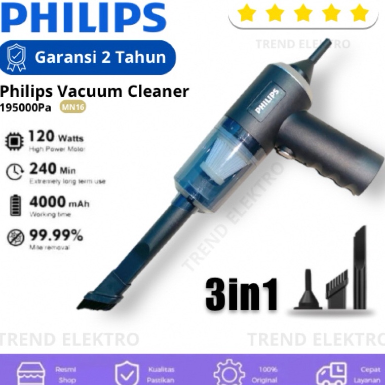 Kejar Promo TREND PHILIPS Promo Vacum Cleaner Mini Portable 3 in 1 PHILIPS Warna Hitam Multifungsi K
