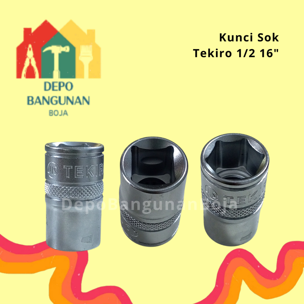 (30.3) (Tekiro 1/2" 16mm) Tekiro 1/2 inch kunci sock 6 pt 16mm / Kunci Sok