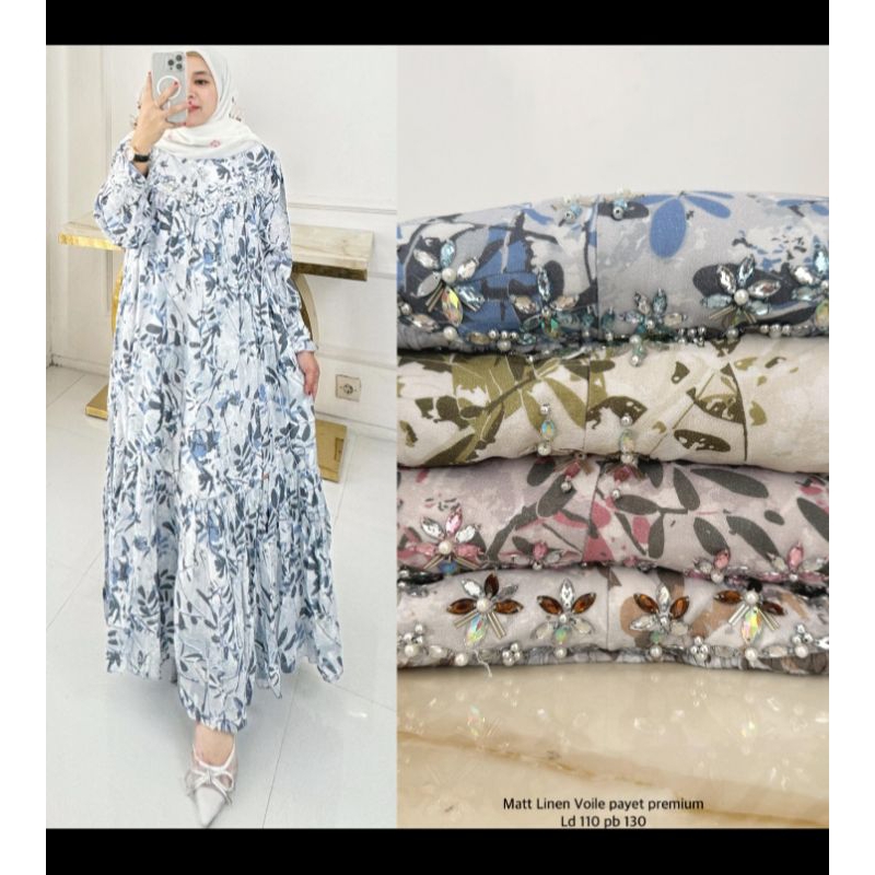 Gamis salvina Zea Gamis Mini Dres Zea Midi Dress Zea.. matt Linen voile premium.. ld 110..pb 130.. c