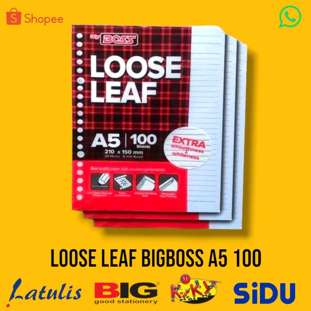

Kertas Loose Leaf BigBoss A5 100 lembar bergaris/Isi Binder