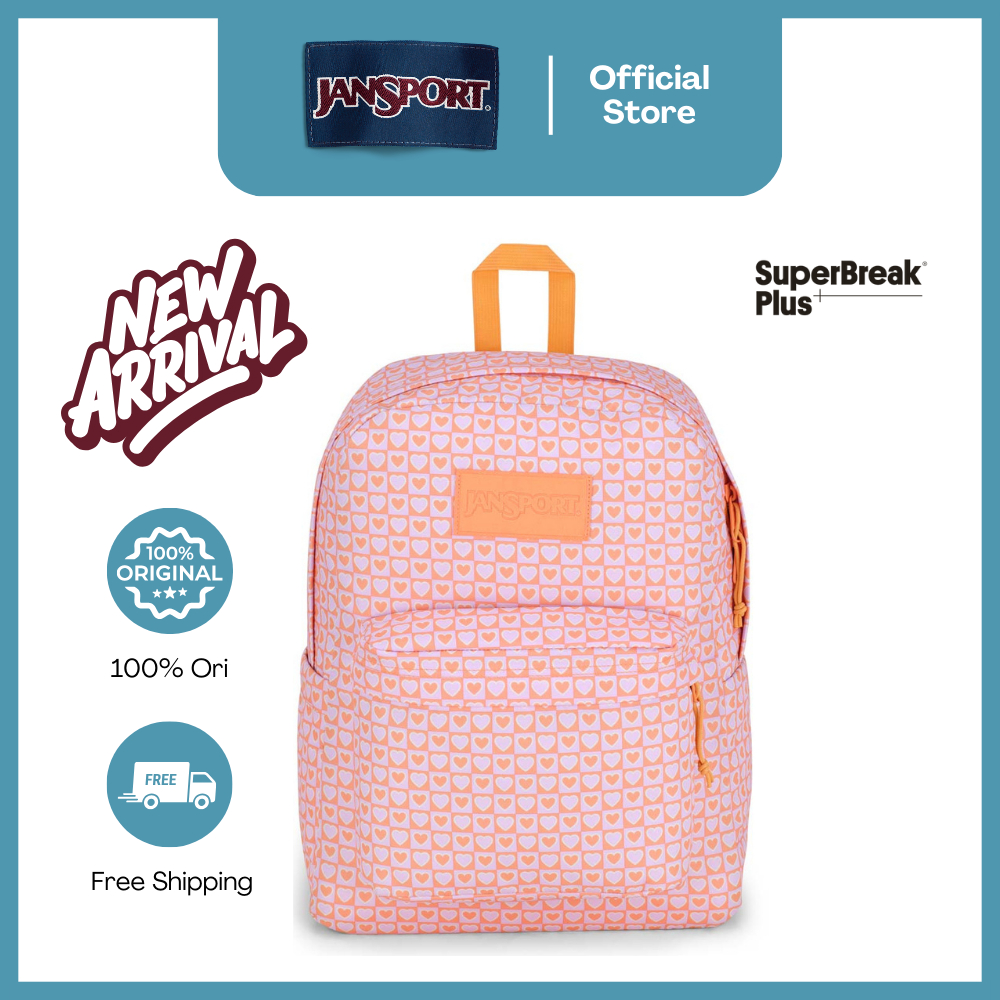 JanSport Tas Ransel Laptop / Backpack / Daypack Superbreak Plus Hyped Hearts Pink
