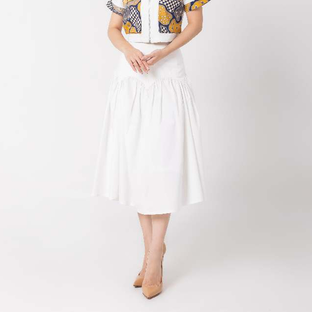 Melvee - Alana Skirt - Bleu Collection - Midi Skirt White Wanita Modern