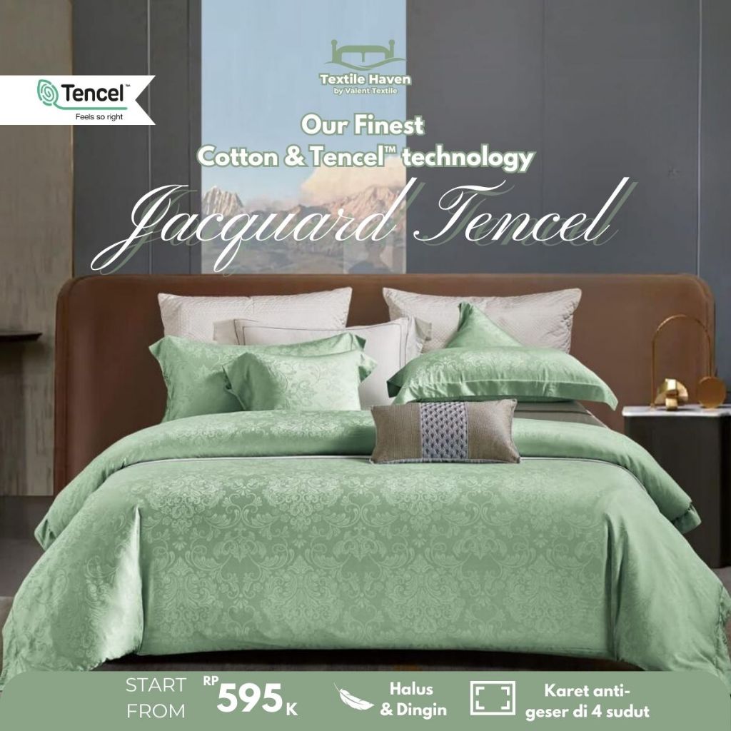 Sprei dan BedCover Jacquard Tencel Serat Bamboo Original 80s | Sprei KingKoil Sutra Emboss tinggi 40