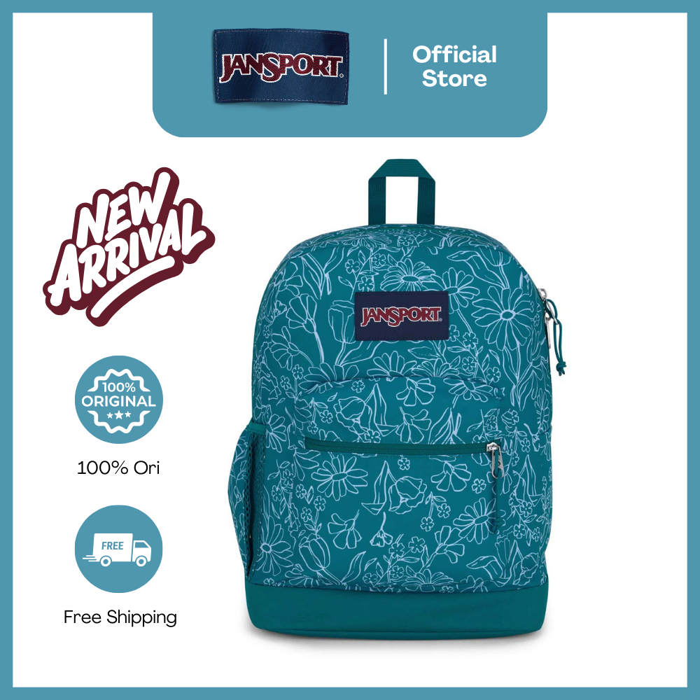 JanSport Tas Ransel Laptop / Backpack / Daypack / Cross Town Plus Delightful Daisies Green