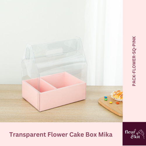

Transparent Flower Cake Box Mika - Kotak Bunga Kue Pink