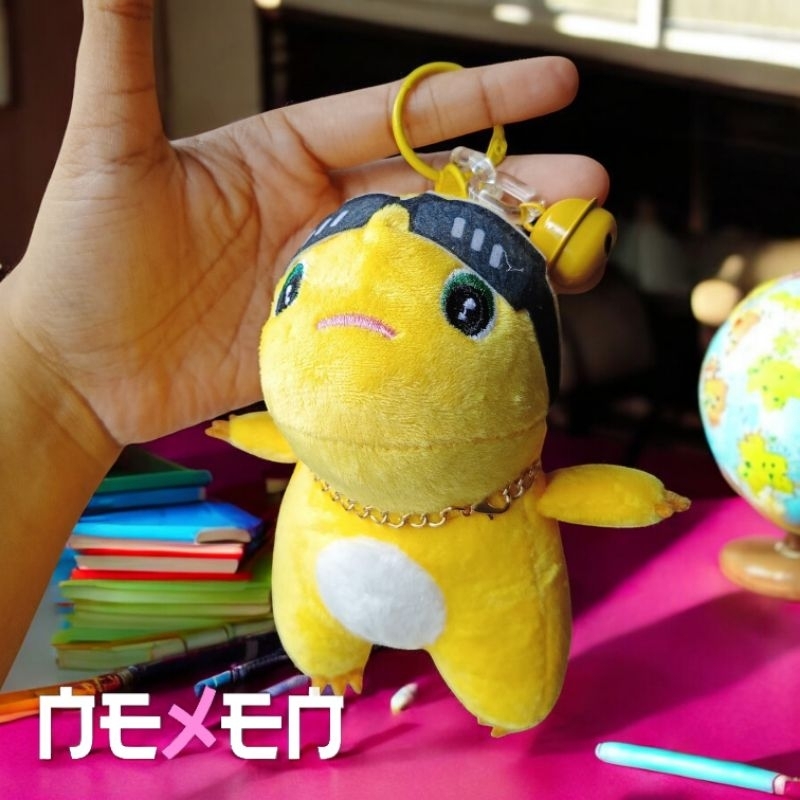 Gantungan Kunci boneka nailong, gantungan kunci plushy nailong, gantungan kunci dino kuning, miniso