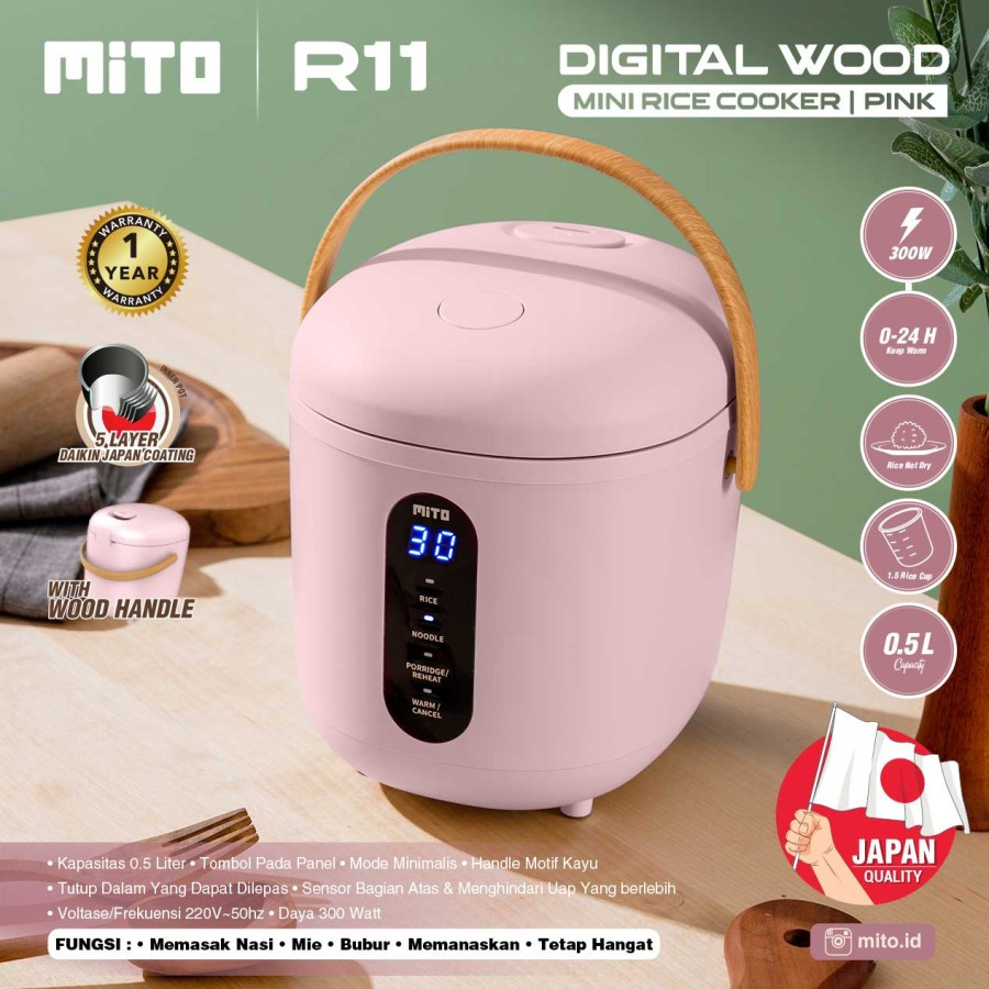 MITO Mini Digital Rice Cooker 0,5 Liter Magic Com - MITOCHIBA R11 (Pink)