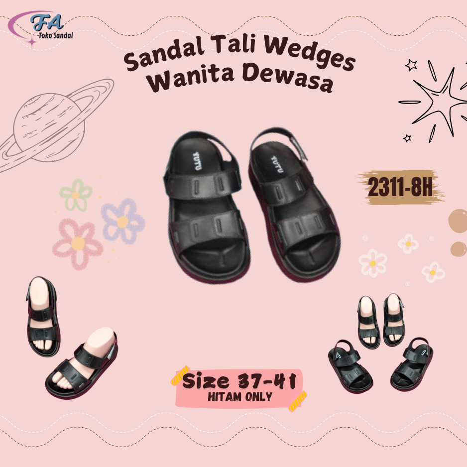 Sandal Sepatu Wanita Wedges Gladiator Sandal Yutu Karet Jely Tali Belakang Size 36-41 2311-8H