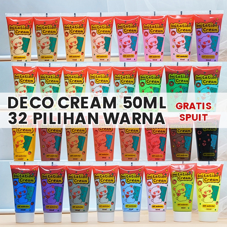 

BB 32 warna Lem Deco Cream DIY Mini size 50ml Resin Clay Gratis Spuit