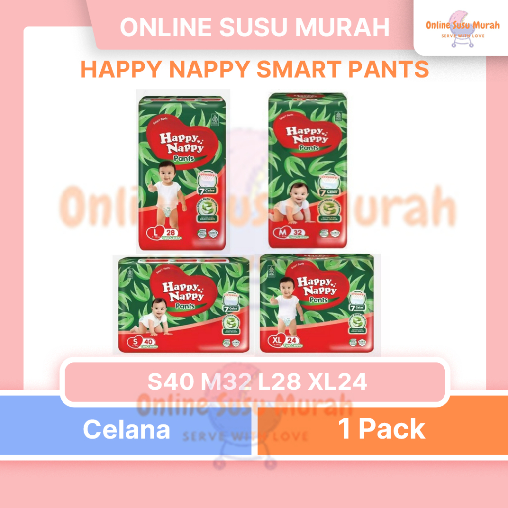 HAPPY NAPPY SMART PANTS S40 M32 L28 XL24 POPOK EKONOMIS S 40 M 32 L 28 XL 24 PPKS